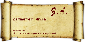 Zimmerer Anna névjegykártya